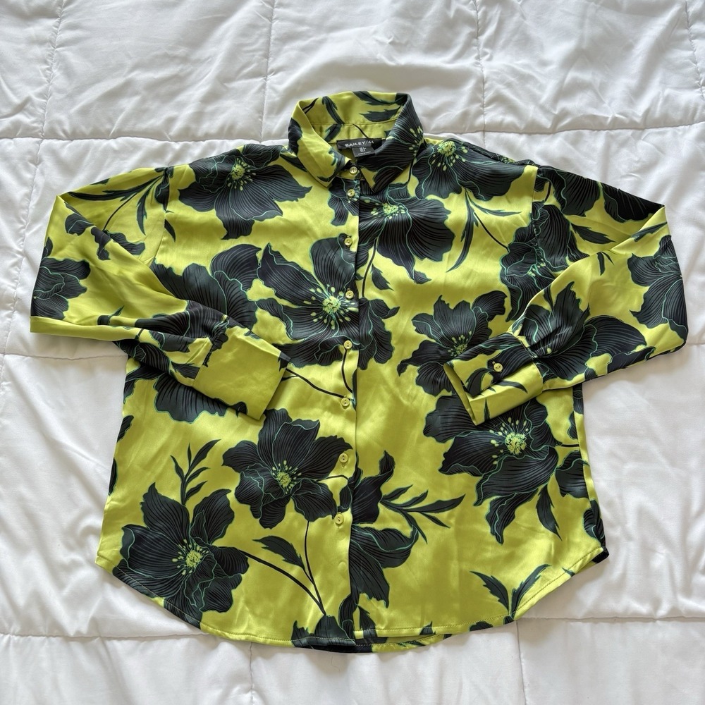 Bailey 44 Button Up Blouse Top Womens Small Yellow Floral Boho Collared Feminine